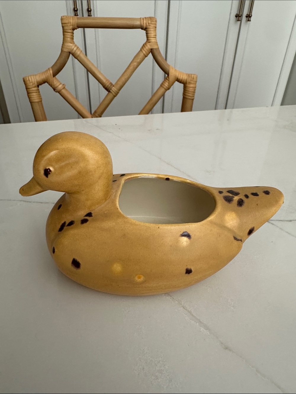 Vintage Golden Ceramic Duck Planter